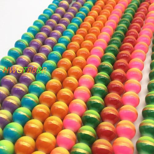 Wholesale 6/8/10/12mm Mixture Three-colour Glass Beads Loose Spacer Painted Pearl Charm DIY Jewellery Making #07