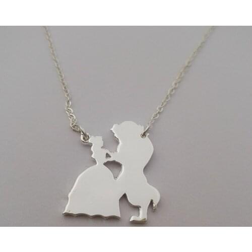 Beauty And The Beast Necklace Princess And Prince Love Necklaces For Movie Fairy Tale Victorian Charm Pendant Necklace Jewelry