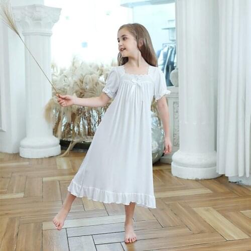 Girls Nightgown Toddler Sleep Dress Princess Nightwear for Kids Pajamas Modal Cotton Embroidery Sleepwear