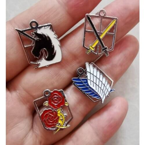 New 6 sets 24 pcs Anime Attack on Titan Charm Pendants DIY Jewelry Making