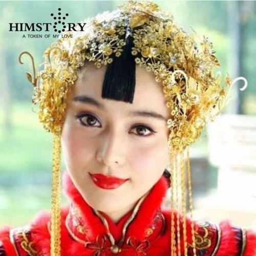 Handmade Tassel Bridal Crown Vintage Bridal hair accessories Gold Suit Chinese style Jewelry
