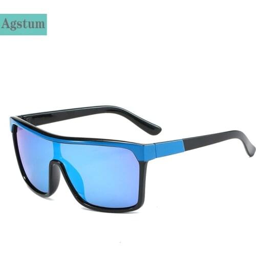 Agstum Flat Top Sunglasses Men Women Brand Designer Oversized Square Fashion One Piece Lens Sun Glasses for Women Shades Male