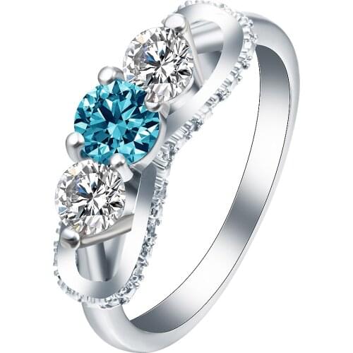 Sparkling Bow Knot Stackable Blue Ring Micro Pave CZ Wedding Compatible With Pan Jewelry Distribution Full Size