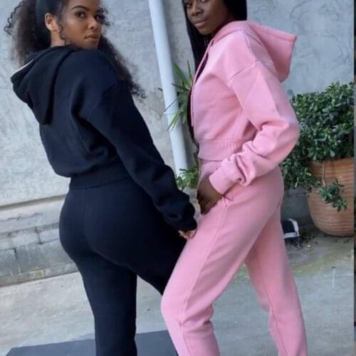 Nowsaa Hoodie Set Two Piece Set Women Outfits Sexy Fall Winter Joggers Tracksuit Set 2 Piece Set Top Matching Set Jogging Casual