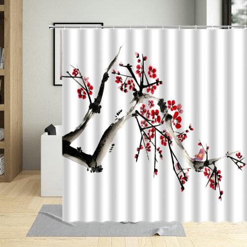 Winter day Pretty Plum blossom Painting Art Printing Pattern Waterproof Bathroom Shower Curtain With hook Washable Polyester
