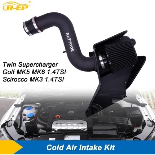 RIAYOOE High Flow Cold Air Intake Pipe Kit for VW Golf MK5 MK6 Beetle Scirocco 1.4TSI EA111 Double Twin Turbo Supercharger Tube