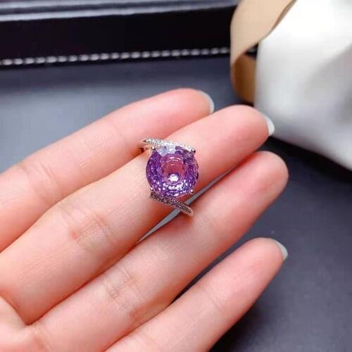 High-quality Natural Amethyst S925 Sterling Silver Ring Fine Fashion Charming Wedding Jewelry for Women MeibaPJFS
