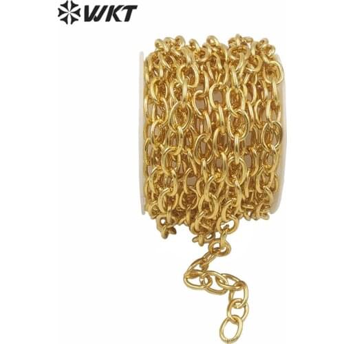 WT-BC154 New popular factory directly sales jewelry findings brass chain women fashion real gold plated oval link combined chain