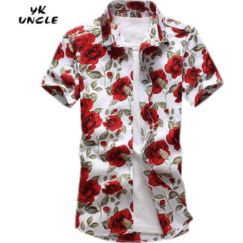 YK UNCLE Brand 2017 Summer New Fashion Men Shirt Song Sleeve Floral Clothing Good Quality Soft Shirt Men Casual Male Shirt M-5XL