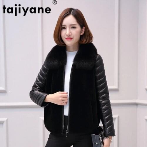 Womens Real Fur Coat Female Sheepskin Fox Fur Collar Wool Jacket Autumn Winter Coat Women Clothes 2020 Sheep Shearling Tops