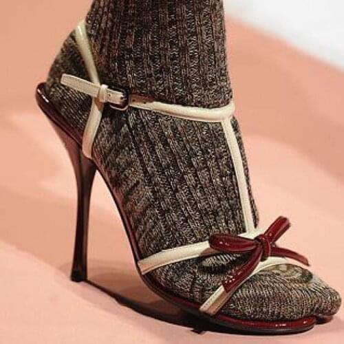 2021 Summer Women Shoes Buckle Color Matching Bow Stiletto Heels High Heel Sandals Sexy Personality British Shoes Trend Sandalia