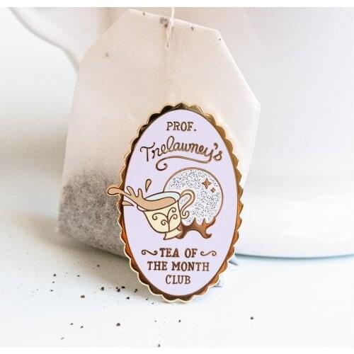 Tea of The Month Club Hard Enamel Pin Fashion Shiny Crystal Ball Brooch Jewelry Delicious Milk Tea Badge Gifts for Teas Drinkers