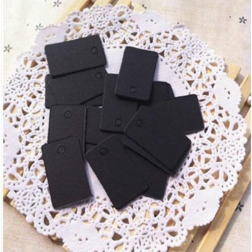 2* 3.3 Cm Black Paper Rectangle Cardboard Label Clothing Garment Tags Words Of Blank Paper Id Card 1000 Pcs/lot