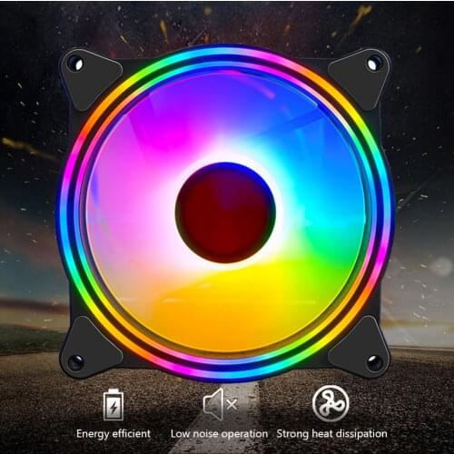 2cm PC Case Cooling Fan Desktop Chassis RGB Fan DC12V 4 Pin Mute Rainbow Lighting Heatsink Radiator 120x120x25mm