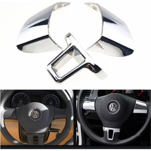 3 pieces for Volkswagen VW Golf 6 MK6 Polo Jetta MK5 2009 2010 2011 Polo Boring Steering Chrome Trim Sequins Cover Sticker