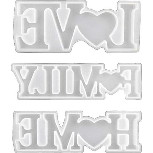 3 Pcs LOVE FAMILY HOME English Alphabet Decorations Crystal Epoxy Resin Mold Letter Ornaments Silicone Mould DIY Crafts C1FE