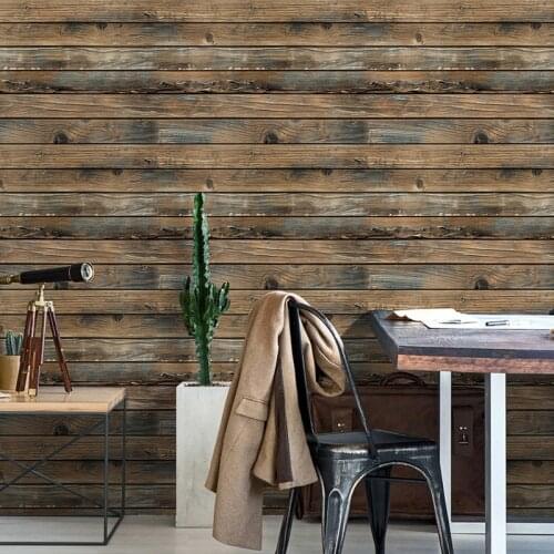 6m 3D PVC Wood Grain Wall Stickers Paper Brick Stone wallpaper Rustic Effect Self-adhesive Home Decor Sticker Room Home Decor