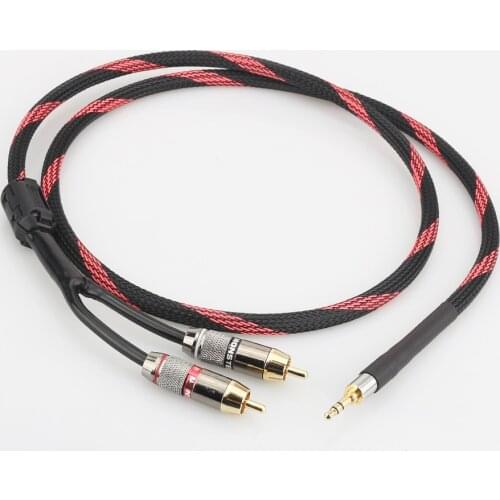 A53 Audiocrast 3.5mm to 2RCA Audio Auxiliary Adapter Stereo 3.5 mm Splitter Cable AUX RCA Y Cord for Smartphone Speakers Tablet