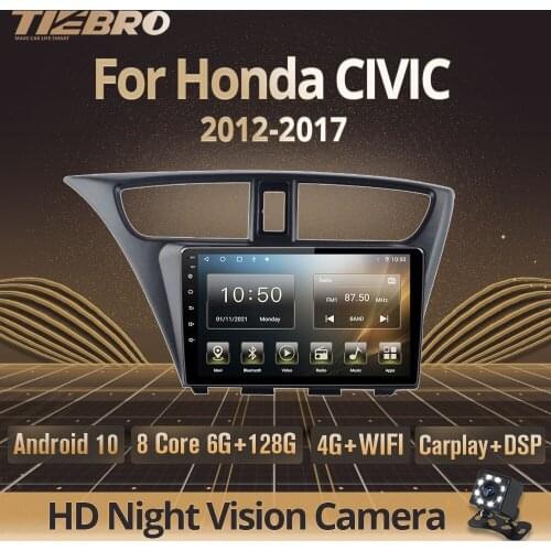 Tiebro Car Radio For Honda CIVIC Hatchback 2012-2017 2DIN Android10 Car Multimedia Player 2 Din Stereo Receiver Radio Automotive