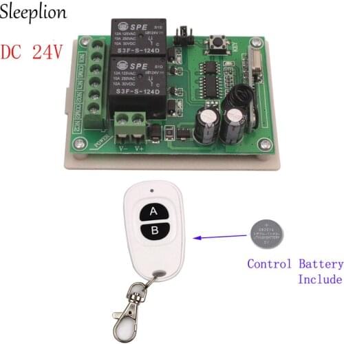 Sleeplion 24V 2CH RF Wireless Remote Control Switch Relay 24V Switch 2 Transceiver+Receiver Learn Code Switch 315MHz/433MHz