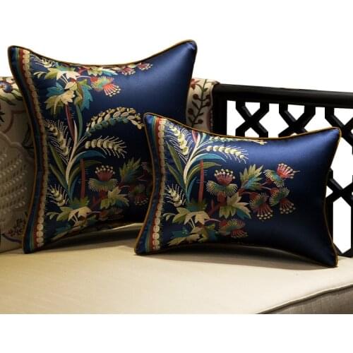 DUNXDECO Cushion Cover Decorative Pillow Case Vintage Classical Flora Luxury Embroidery Coussin Sofa Chair Bedding Decorating
