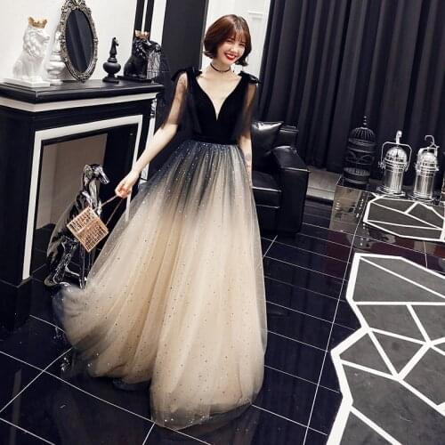 Black Women Elegant Exquisite Applique Evening Party Dress Temperament Vintage Banquet Gown Sweet Mesh Bridal Wedding Dresses