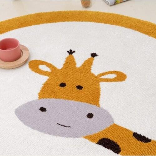 Baby Play Mat Crawling Carpet Kids Room Floor Rug Round Cartoon Deer Printed Pad