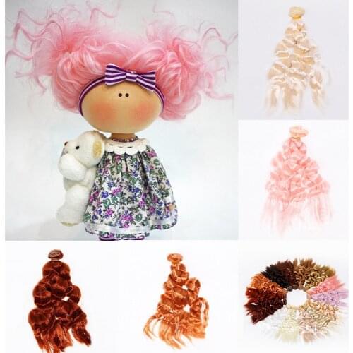 1pc 15*100cm Imitation Mohair Screw Curly Hair Extensions for All Dolls DIY Hair Wigs High Quality Hair Wefts Accessories Toys