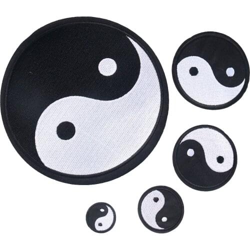 Chinese Ethnic Religion Style Gossip Tai Chi Yin and Yang Embroidery Patch DIY Adhesive Badge Clothing Accessories Decoration