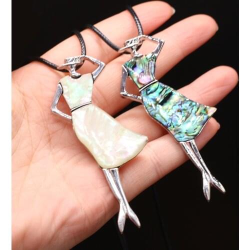 Natural Shell Alloy Pendant Beauty Necklace Cute Romantic Handicrafts DIY Necklace Sweater Chain Jewelry Gift Making 28x75mm
