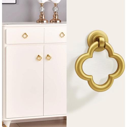 Four-leaf shape /Brass knob Cabinet Door Knobs and Handles Furnitures Cupboard Wardrobe Drawer Pull Handles with screw