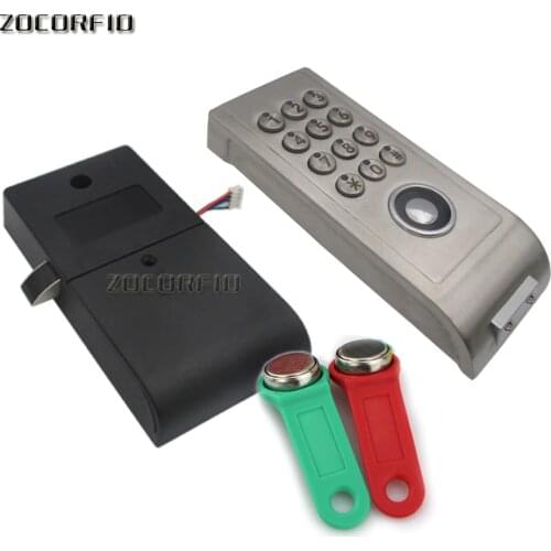 Metal sheel Keypad Password TM Card Key Metal Digital Electronic natatorium locker lock+2pcs TM keyfobs