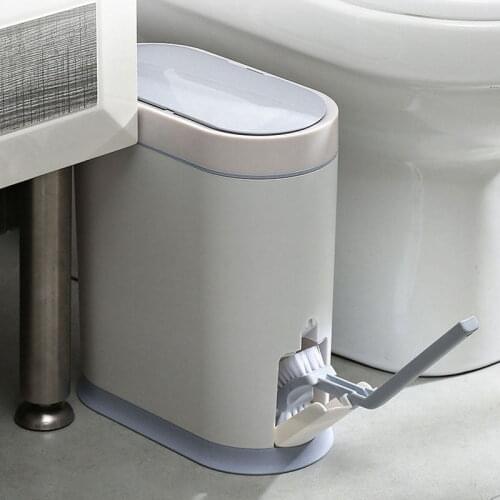 8L Smart Trash Can Household Induction Waterproof Toilet Electri with Cover Toilet Brush Integrated Narrow Paper Baske Trash Bin