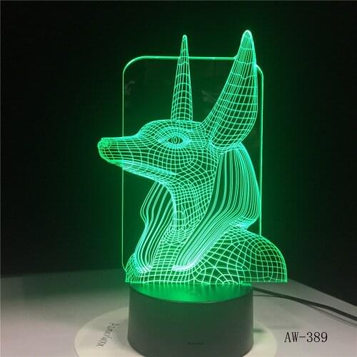 3D Sheep-Head Night Lights Optical Visualization Illusion Lamp Office Light 7 Colors Change Touch Switch Table AW-389