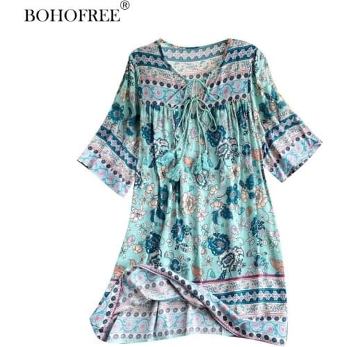 New Summer Maxi Midi Dress Floral Print Rayon Cotton Vestidos Women Summer 3/4 Sleeve Straight Loose Dresses