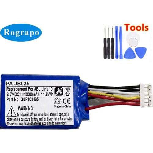 New GSP103465 Battery For JBL Link 10 Accumulator 4000mAh Li-Polymer Replacement Batterie 6-wire Plug+tools