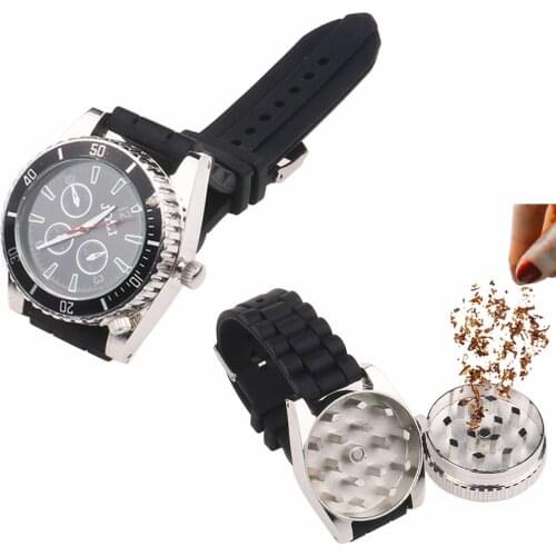 New Mens Wrist Watch With Tabacco Cigarette Grinder Herb Spice Crusher Mill Grinders Zinc Male Business Wrist Watch Cigar Tools