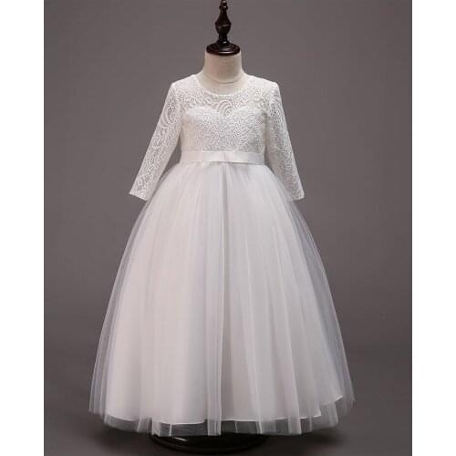 Popodion flower girls dresses for party and wedding long sleeve flower girl dress ball gowns for girls FGD10117