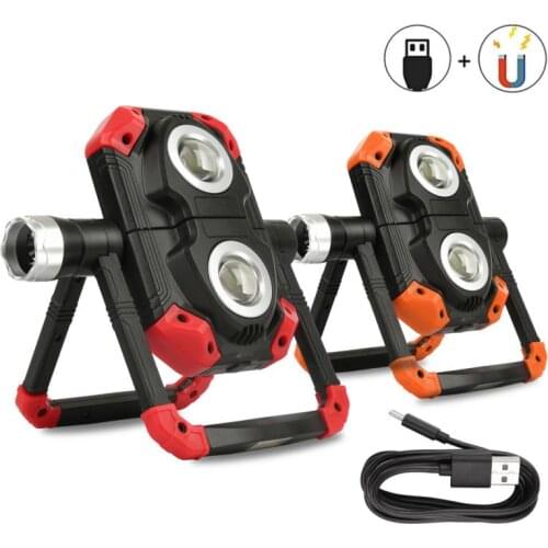 Portable Spotlight LED Work Light 2COB 2000LM USB Rechargeable Flashlight with 4000mAh Power Bank 360°Rotation Camping Lantern