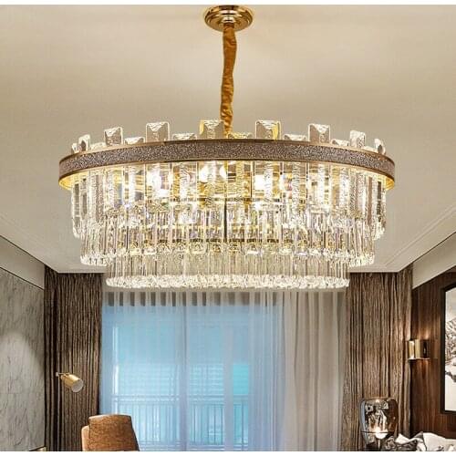 Villa Luxury Crystal Pendant Lights Lustre Modern Bedroom Living Dining Room Indoor Lighting Deco Led Lamp Hanging Light Fixture