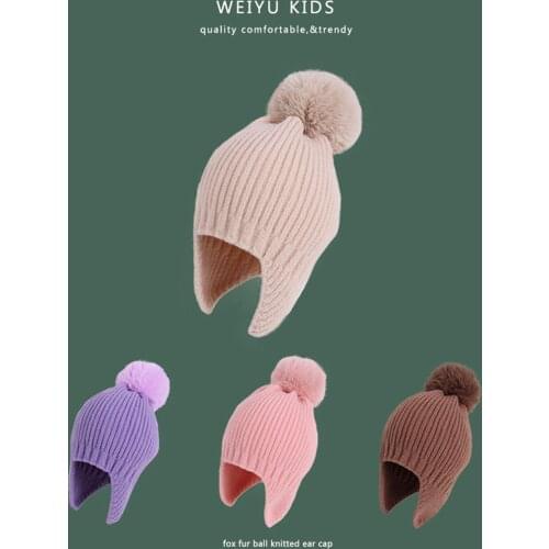 10 Colors Kids Woolen Hat Unisex Solid Color Knitted Hat Earmuffs Warm Hat For Autumn Winter Children Hat For Girls Boys Caps