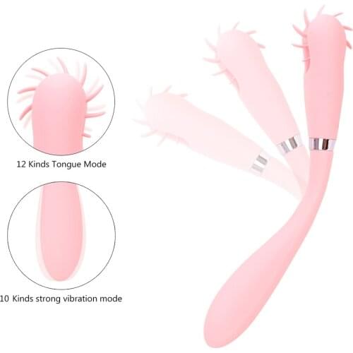Rotation Tongue Licking Vibrator 360°Bending AV Wand G-spot Clitoral Stimulator Silicone Dildo Female Masturbator Adult Sex Toys
