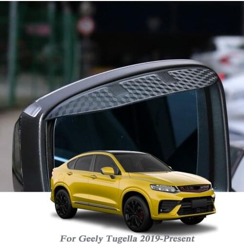 Car-styling For Geely Tugella 2019-Present Carbon Fiber Rearview Mirror Eyebrow Rain Shield Anti-rain Cover External Accessory