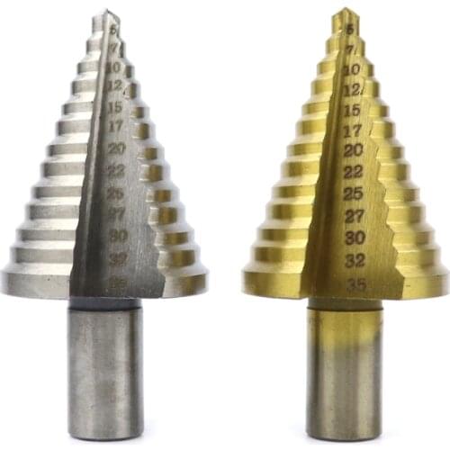 5-35mm Step Drill Bits High Speed Steel Titanium For Metal Hole Saw Hole Cutter Wood Metal Woodworking Drilling Tools