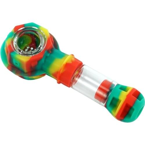 Tobacco Herb Pipe with Glass Bowl Silicone Smoking Accessories Portable Creative Appearance Hot Sale Cigarette Holder