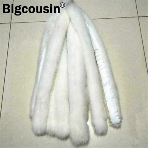 Real Fox Fur Collar 100% Natural Fur Scarf White Grey Peach Pink Fox Fur Winter Warm Scraves Men Women 70/75cm Coat Accessories