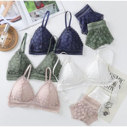 Women Lace Bra Sets Seamless Underwear Backless Vest Sexy Panties Padded Ultrathin Bralette Female Lingerie Briefs Intimates