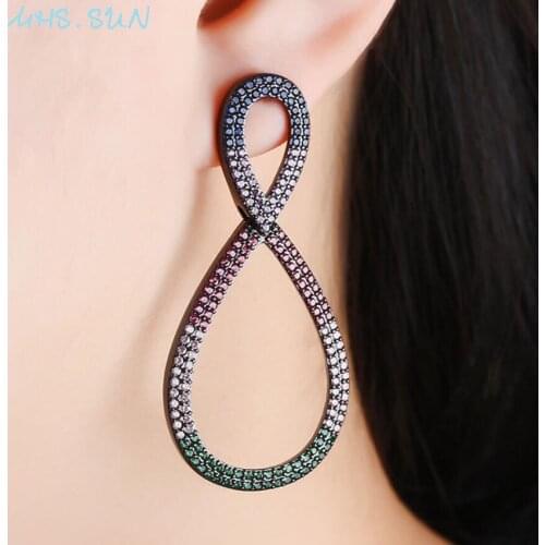 MHS.SUN Trendy cubic zircon women big crystal stud earrings aaa cz stone ear jewelry party accessories 1pair high quality