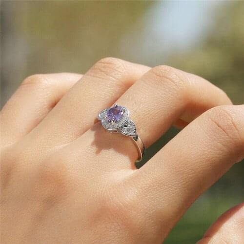 Retro purple zircon womens ring creative new hot selling elegant noble fashion Simple and versatile
