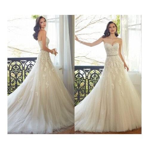 Vestido De Novia Casamento 2019 New Custom Made Sweetheart Appliques A line Tulle Wedding Dresses Bridal Gown robe de mariee